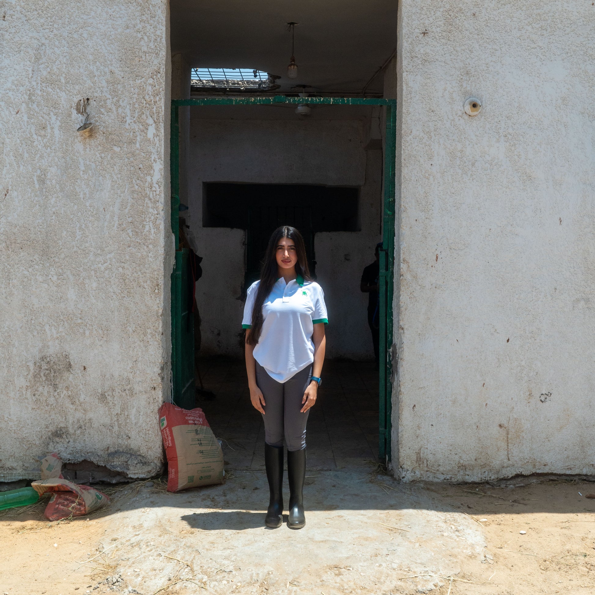 Unisex White/Green Polo