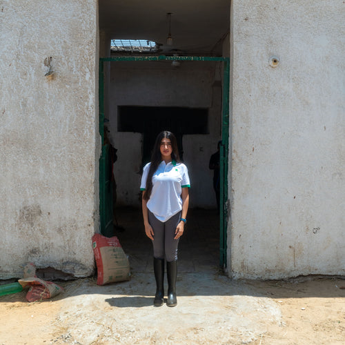 Unisex White/Green Polo
