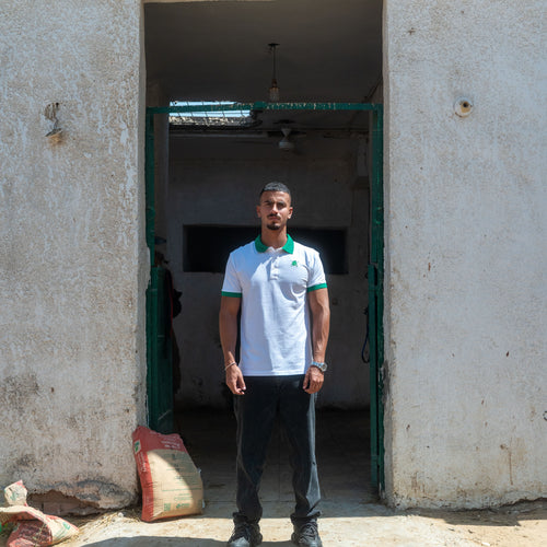 Unisex White/Green Polo