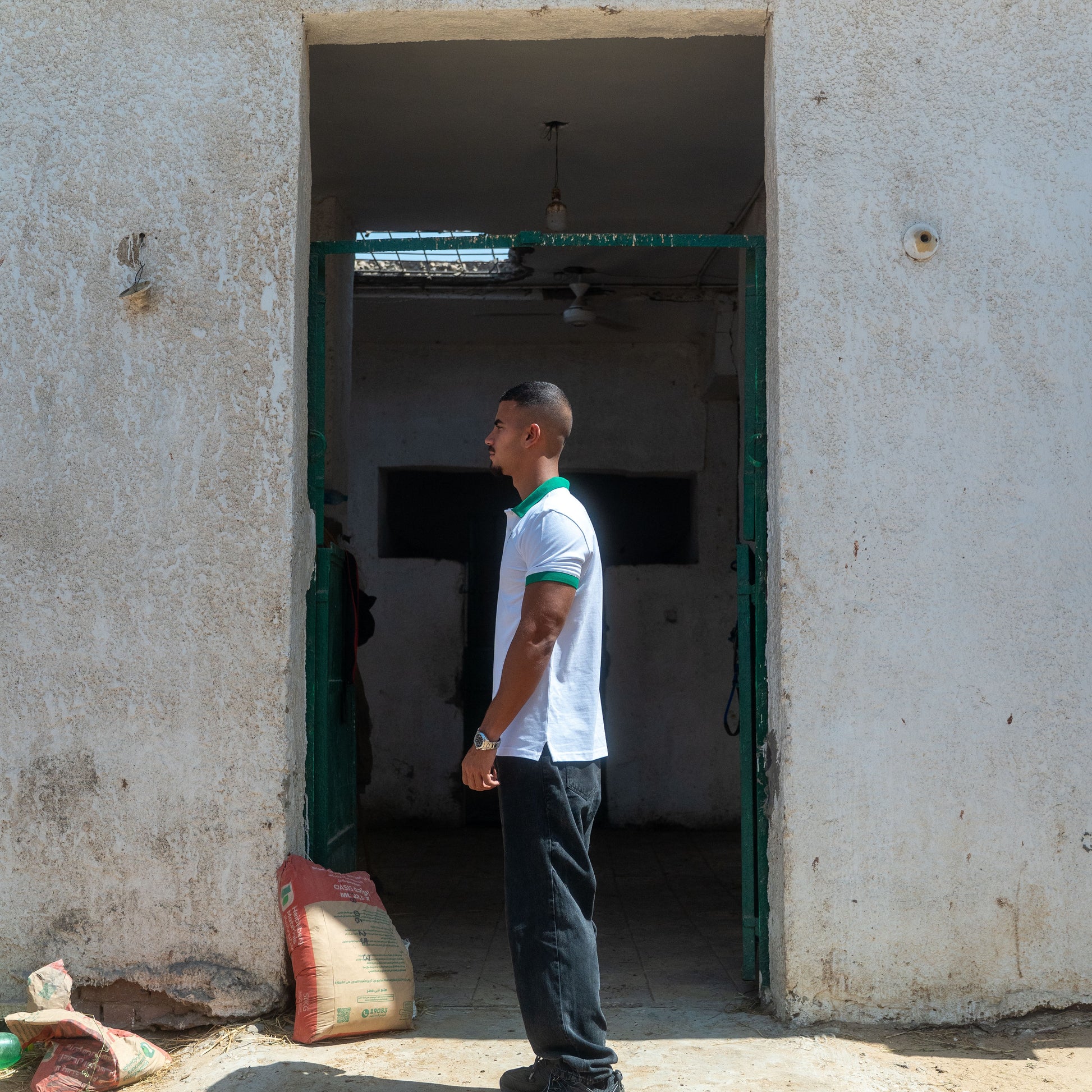 Unisex White/Green Polo