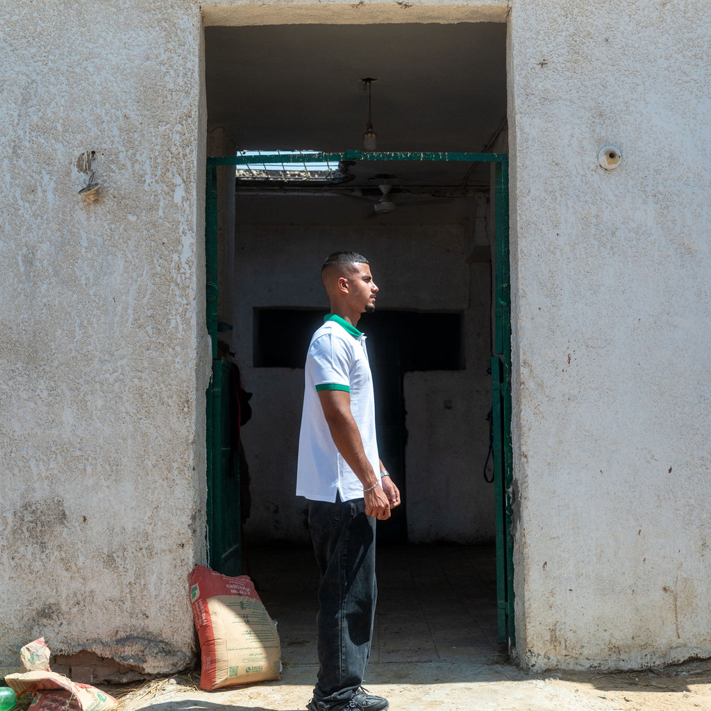 Unisex White/Green Polo