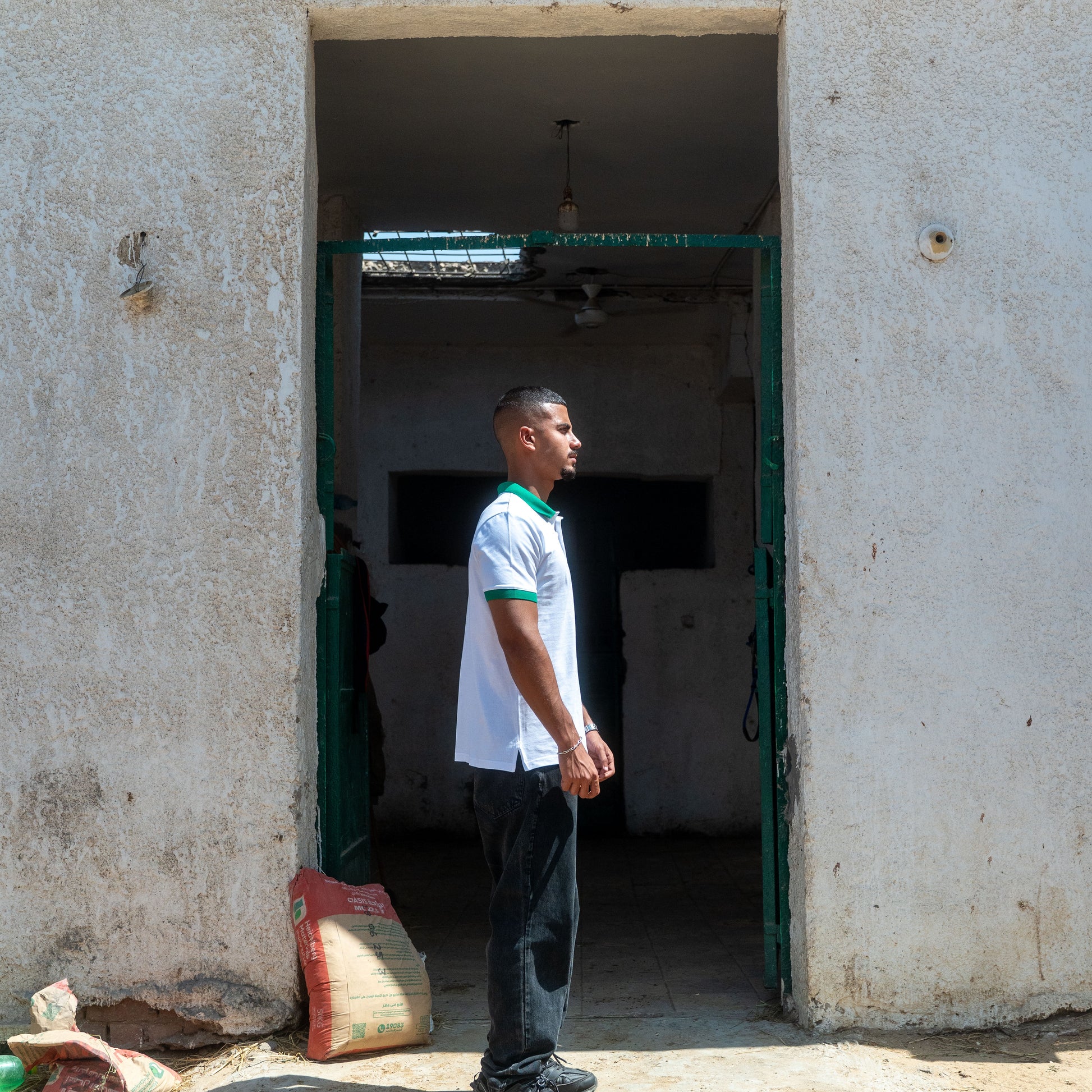 Unisex White/Green Polo